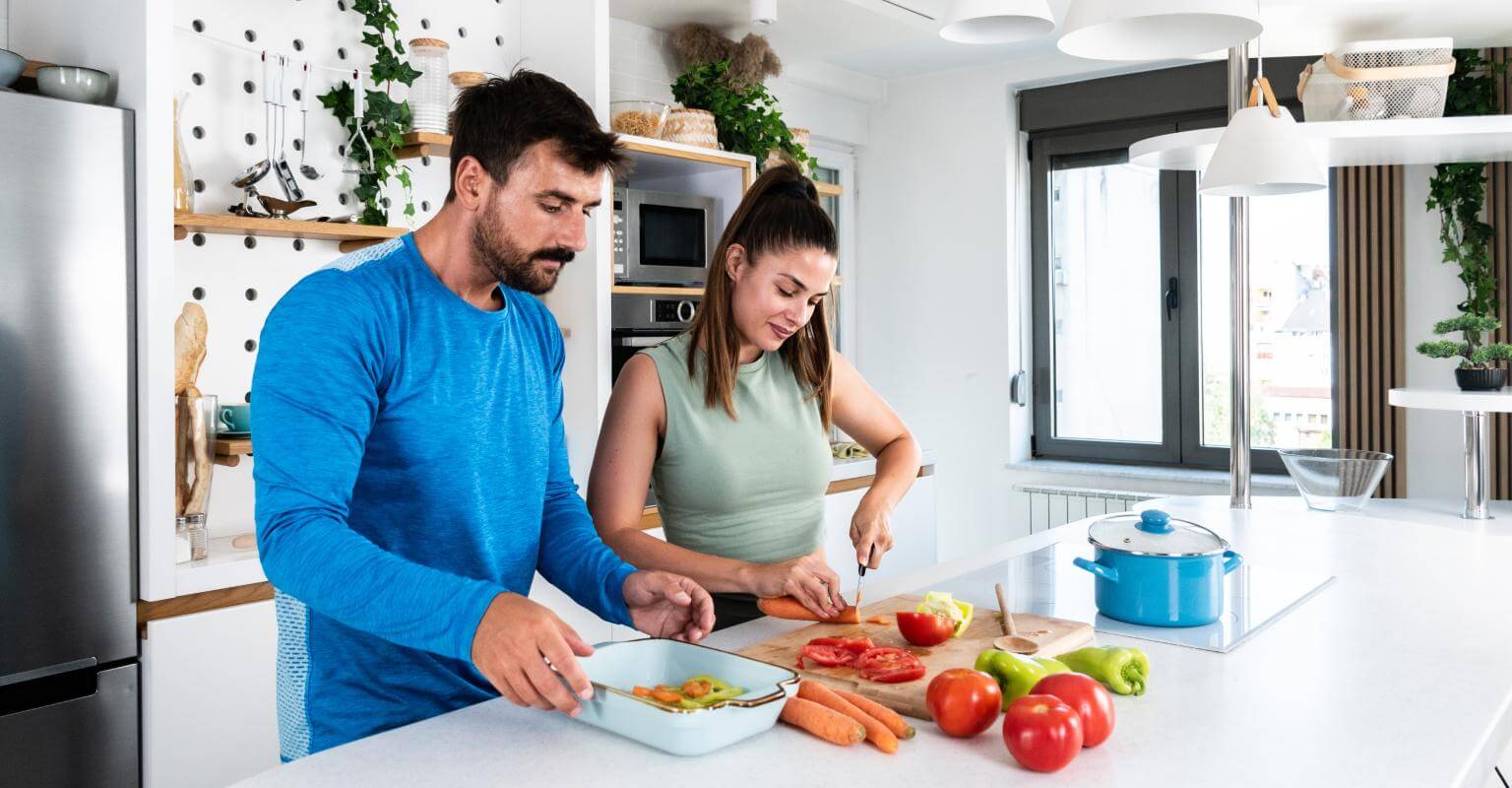 couple cooking food